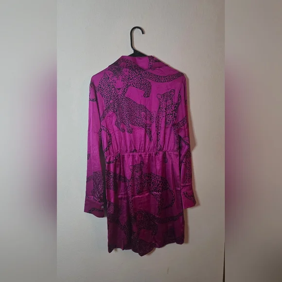 She + Sky Magenta Animal Print Mini Fall Bohemian Dress NEW Size Medium - Picture 2 of 5